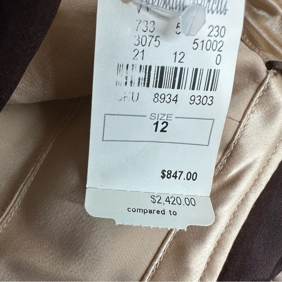 Carmen Marc Valvo Size 12 Brown Silk Lace Layered Strapless Dress NEW - Picture 16 of 16